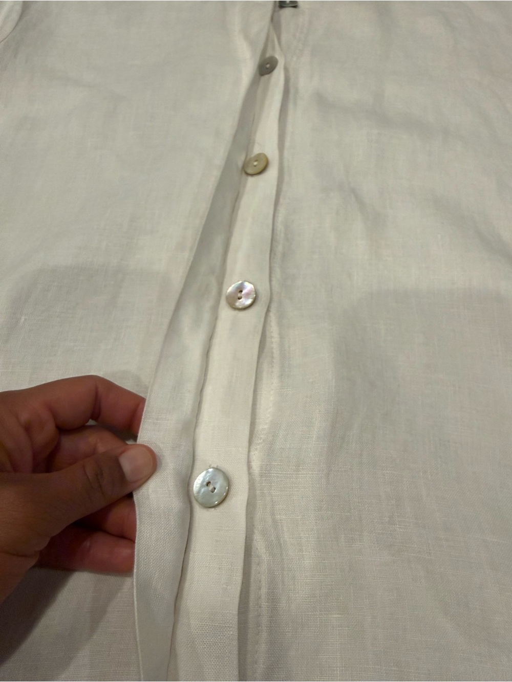 Bryn Walker White Linen Short-Sleeve Button-Front Tunic - Picture 6 of 8